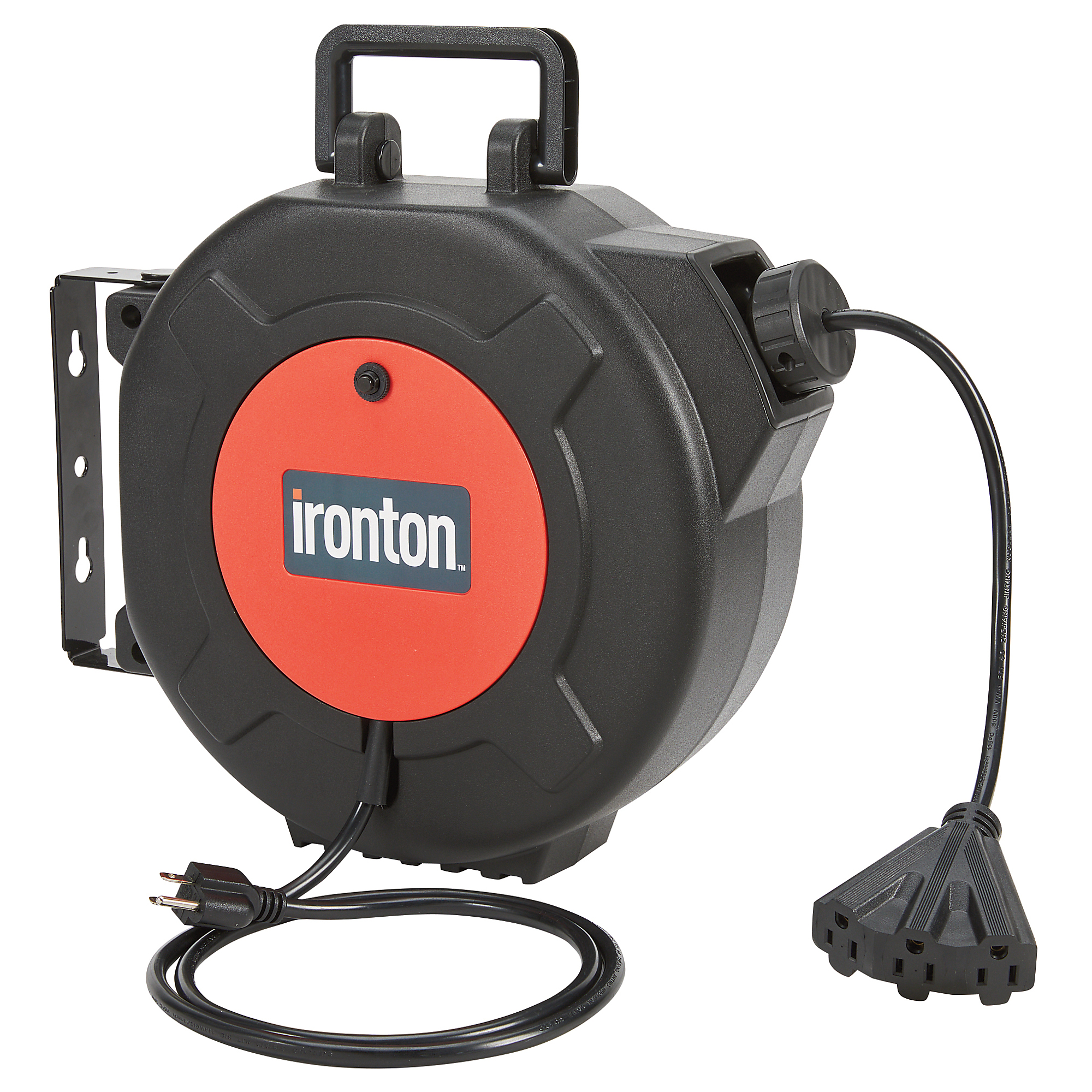 Ironton 50ft. 14/3 Retractable Cord Reel with Triple Tap